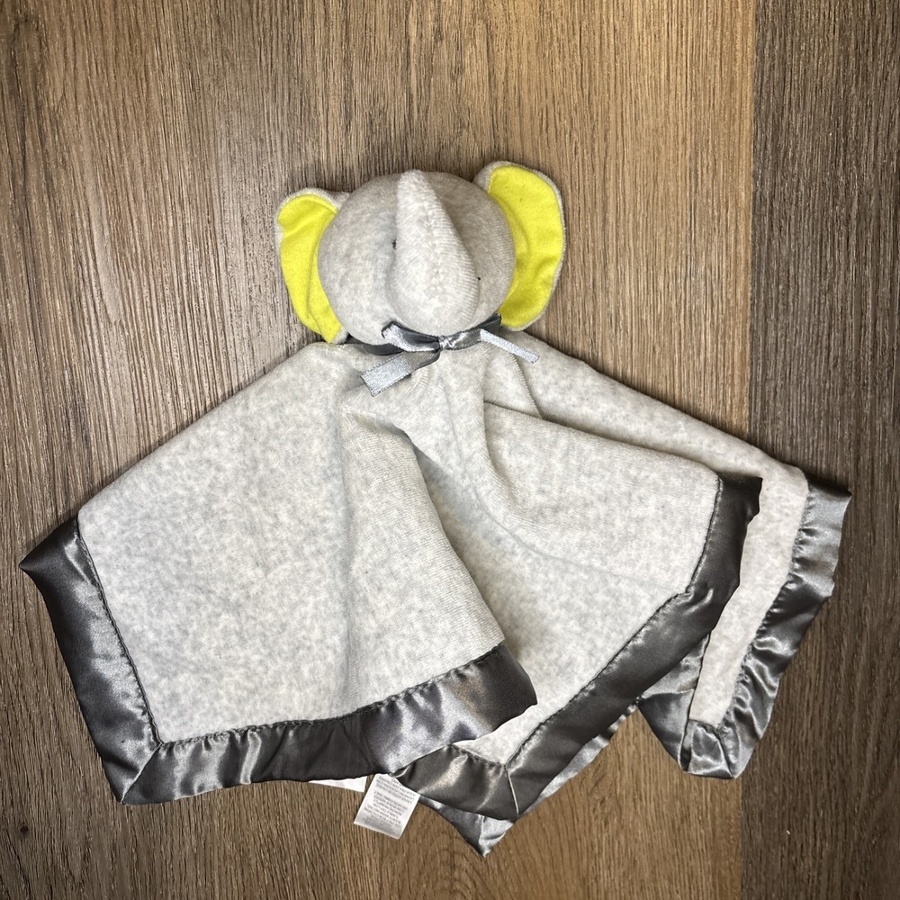 Carters Baby Lovey‎ Elephant Grey Rattle Security Blanket 2012 Yellow Ears Satin